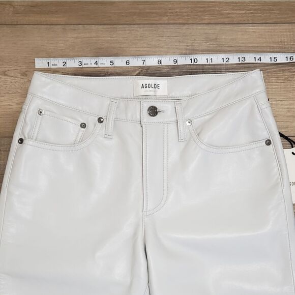 Agolde Lyle Low Rise Recycled Leather Pants In Wisp (Light Gray) Size 26 NWT - Picture 7 of 13